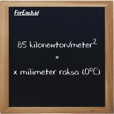 Contoh konversi kilonewton/meter<sup>2</sup> ke milimeter raksa (0<sup>o</sup>C) (kN/m<sup>2</sup> ke mmHg)